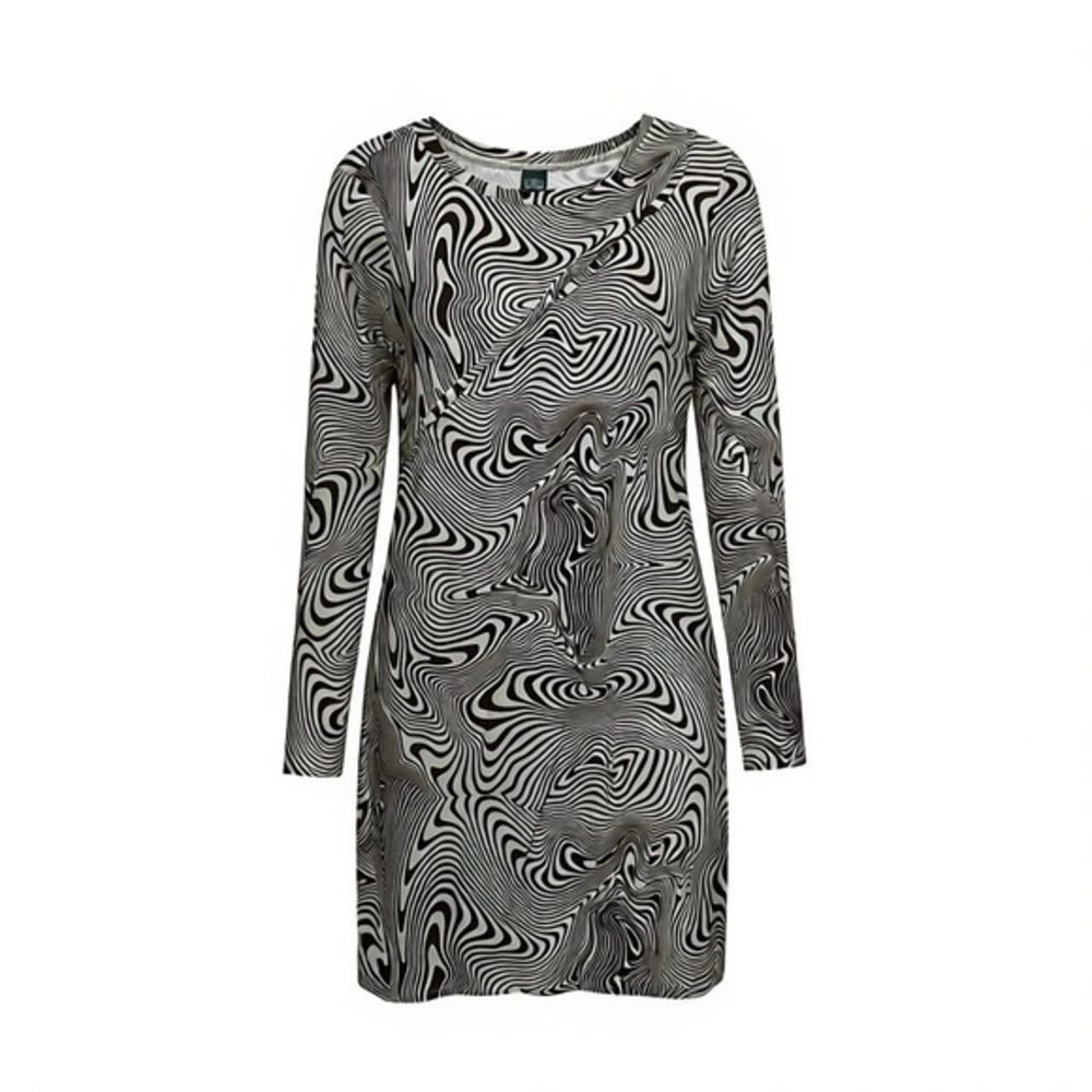 Wild Fable Long Sleeve Mini Dress – Trippy Swirl Print – Size L